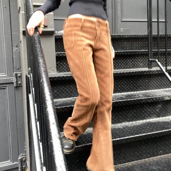 BRANDY MELVILLE AGATHA CORDUROY PANTS - BROWN